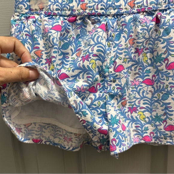 Vineyard Vines Floral Flamingos Girl’s Pull-On 100% Cotton Shorts Lined Small - Picture 3 of 9